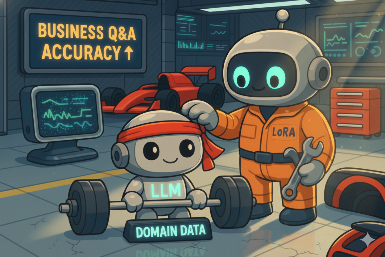 Architecture diagram of a RAG System with LoRA on Azure